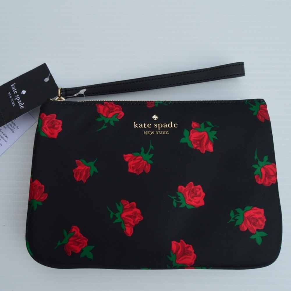 Kate Spade Ross Toss Print on Black Medium Wrist Pouch